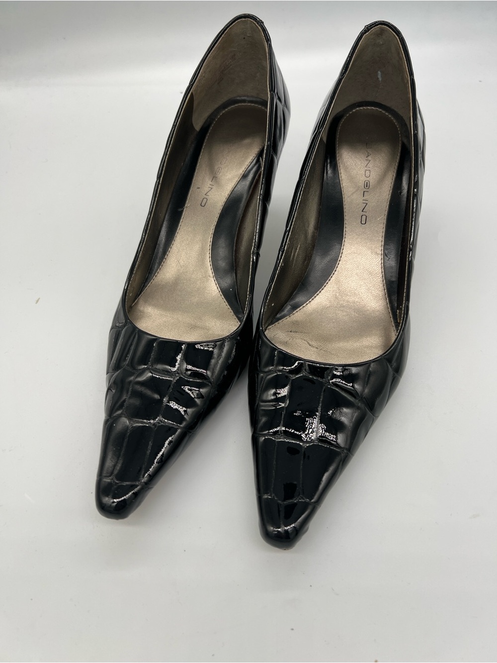 Bandolino Black Croc-Embossed Pointed Toe Pumps
